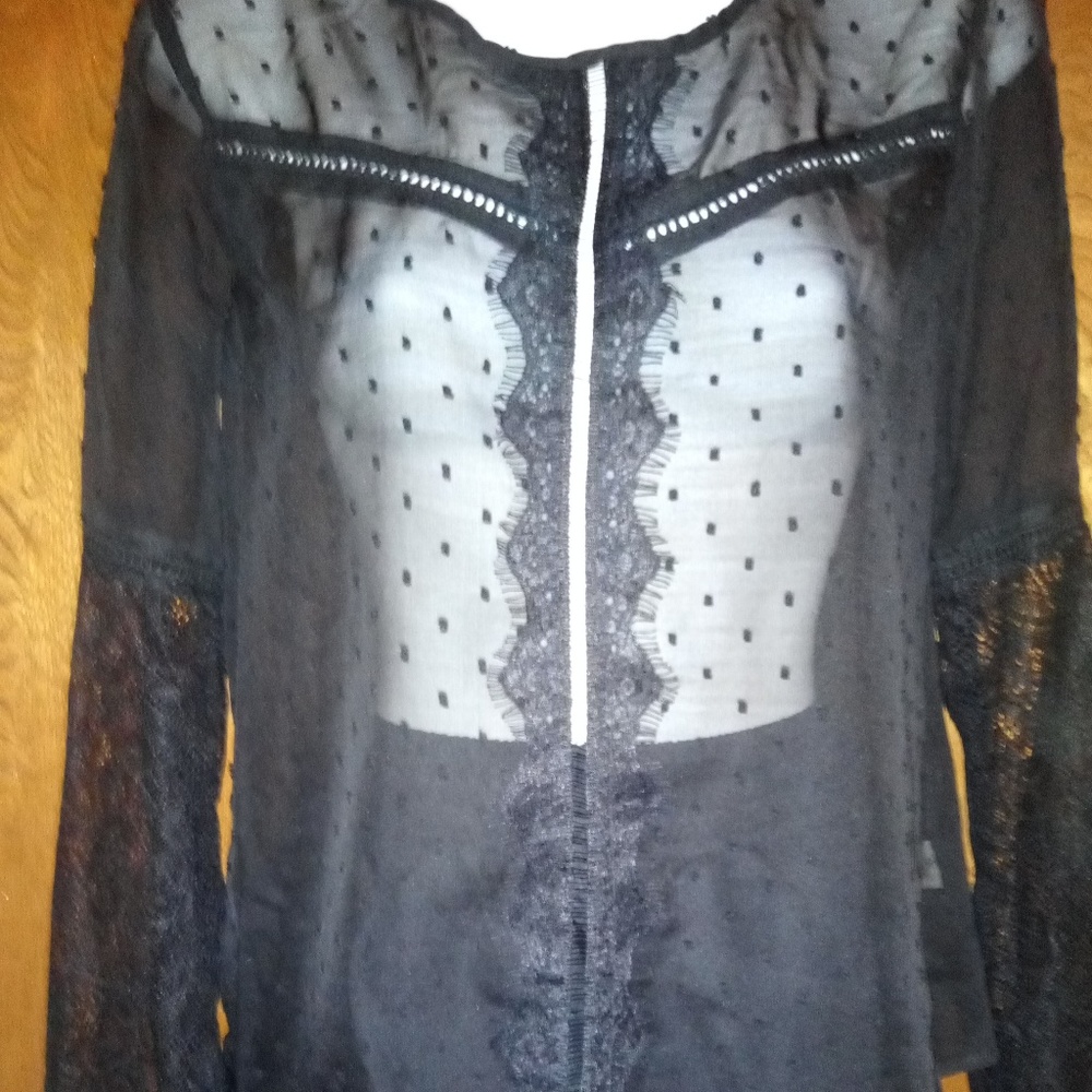 Black sheer and lace top